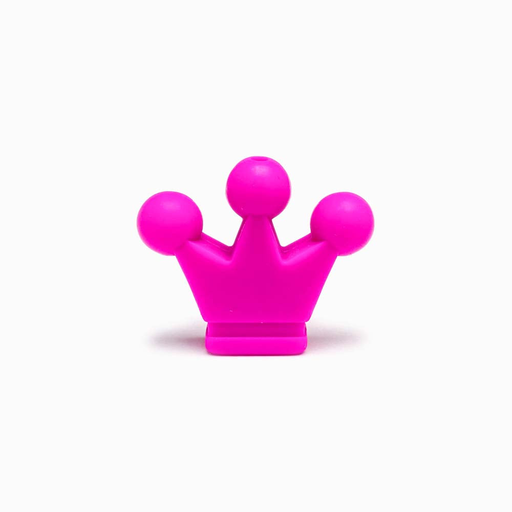 Contas de Silicone Coroa 38x28mm ROSA CHOQUE