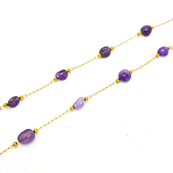 Corrente com Ametista AC1044 - Aço Inox