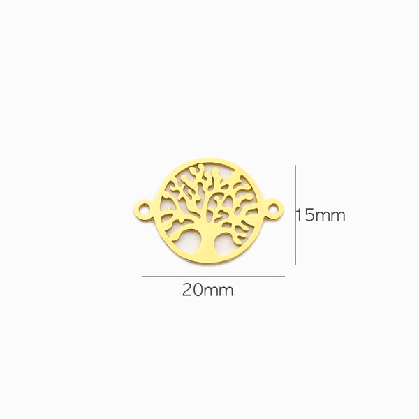 entremeio árvore da vida aço inox dourado 20x15mm