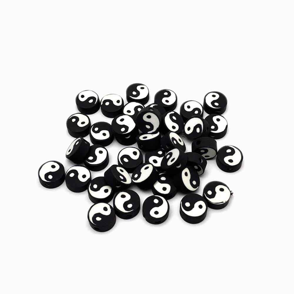 entremeio de borracha yin yang preto e branco