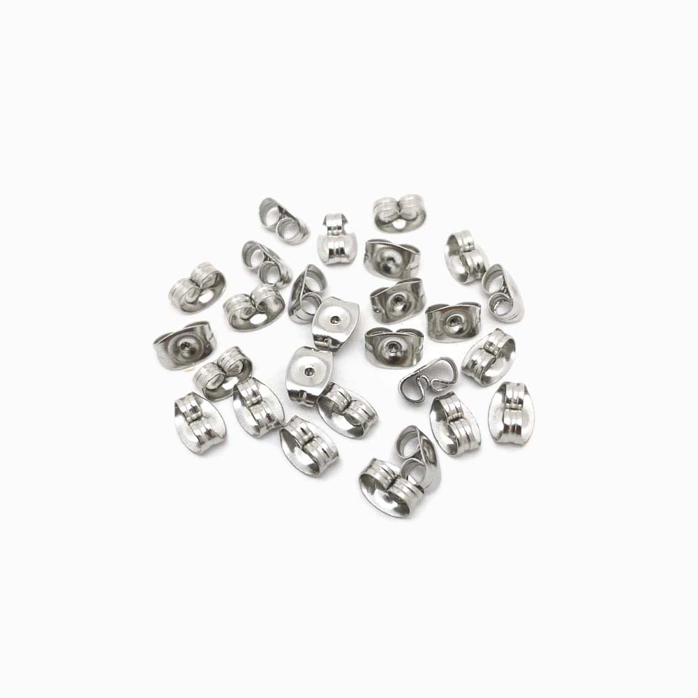 encaixes traseiros para brincos de aço inox prateado