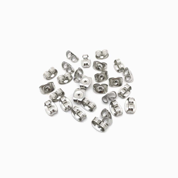 encaixes traseiros para brincos de aço inox prateado