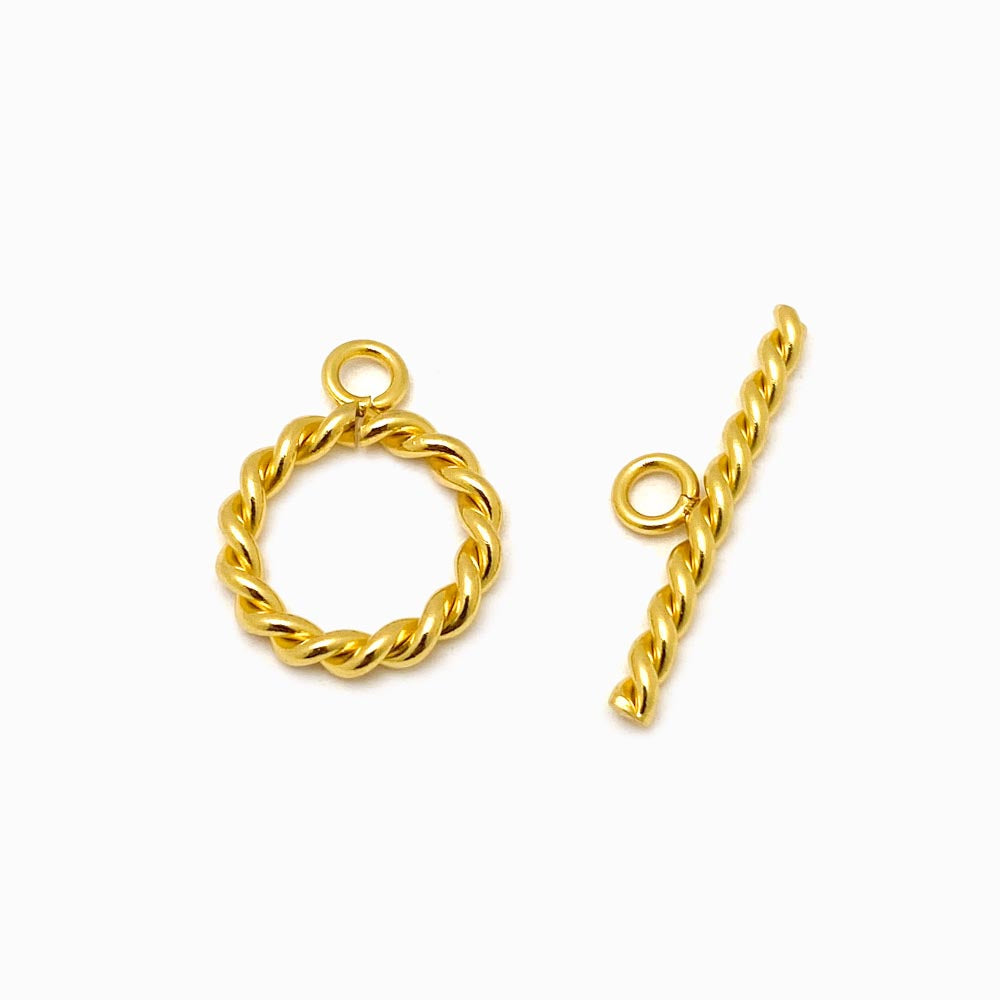 Fecho T Torcido 15x19mm Aço Inox Dourado