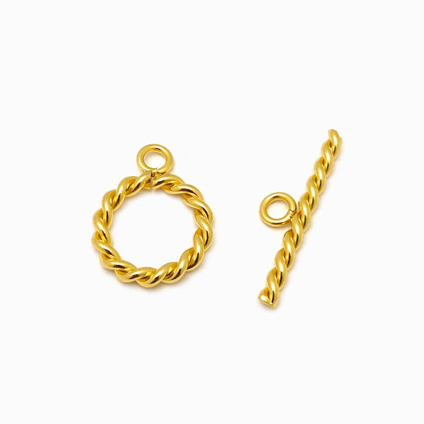 Fecho T Torcido 15x19mm Aço Inox Dourado