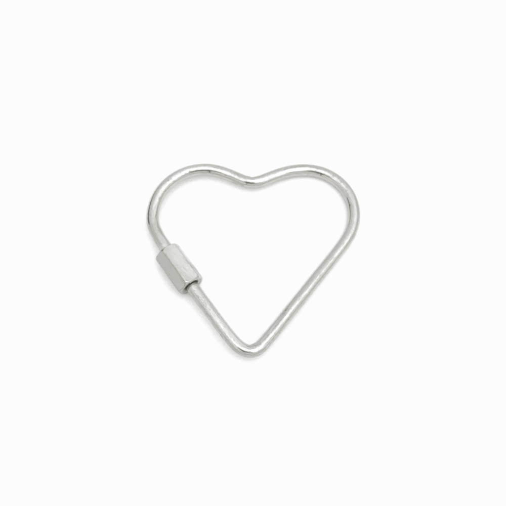 Fecho Coração 34x34mm - Aço Inox Prateado