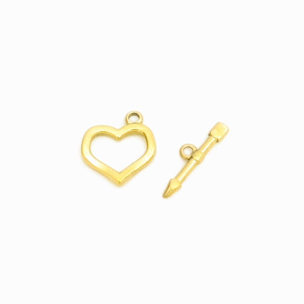 Fecho Coração 20x18mm - Aço Inox Dourado
