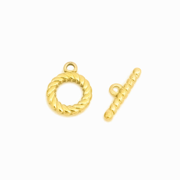 Fecho T Torcido 15x19mm - Aço Inox Dourado