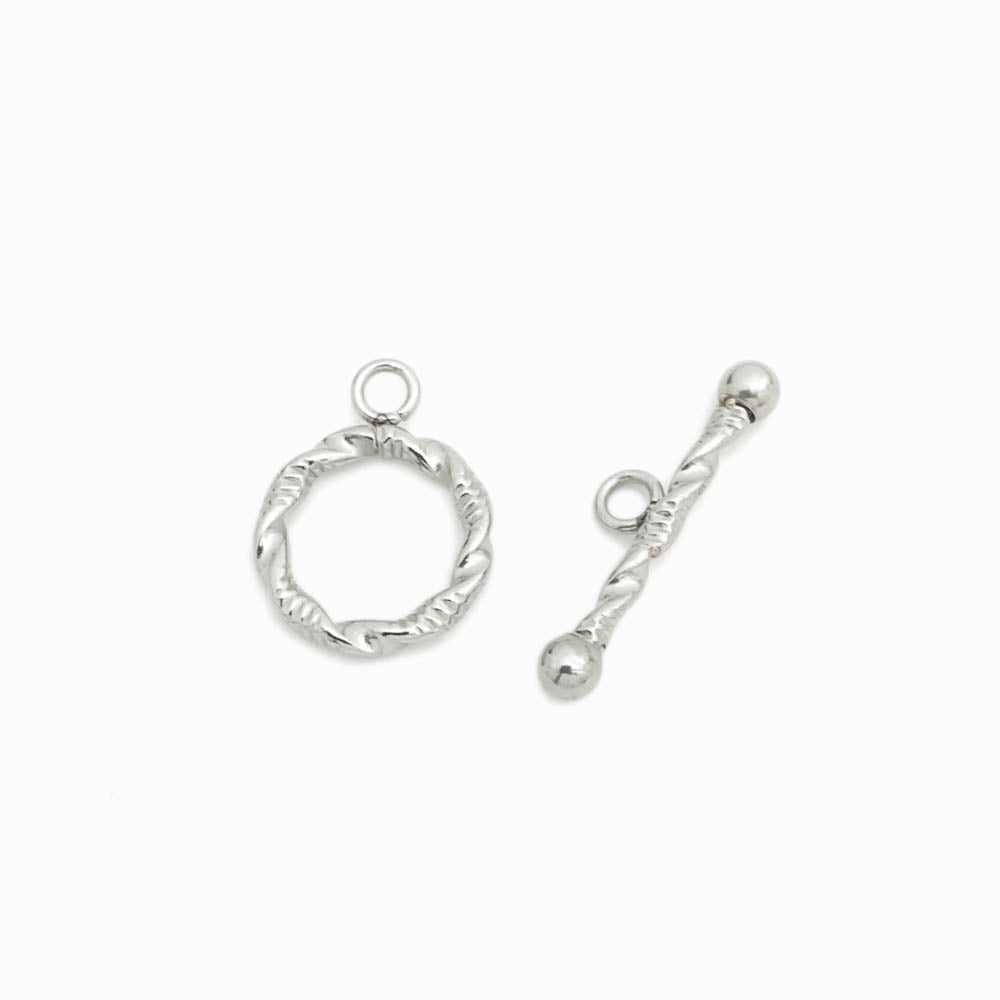 Fecho T Torcido 15x19mm - Aço Inox Prateado