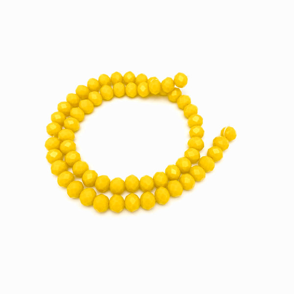 Fiada Contas de Cristal Facetado 8mm Amarelo