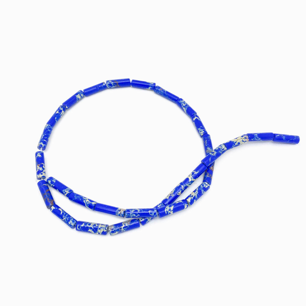 Fiada Tubo Espaçador de Pedra Semi Preciosa AZUL