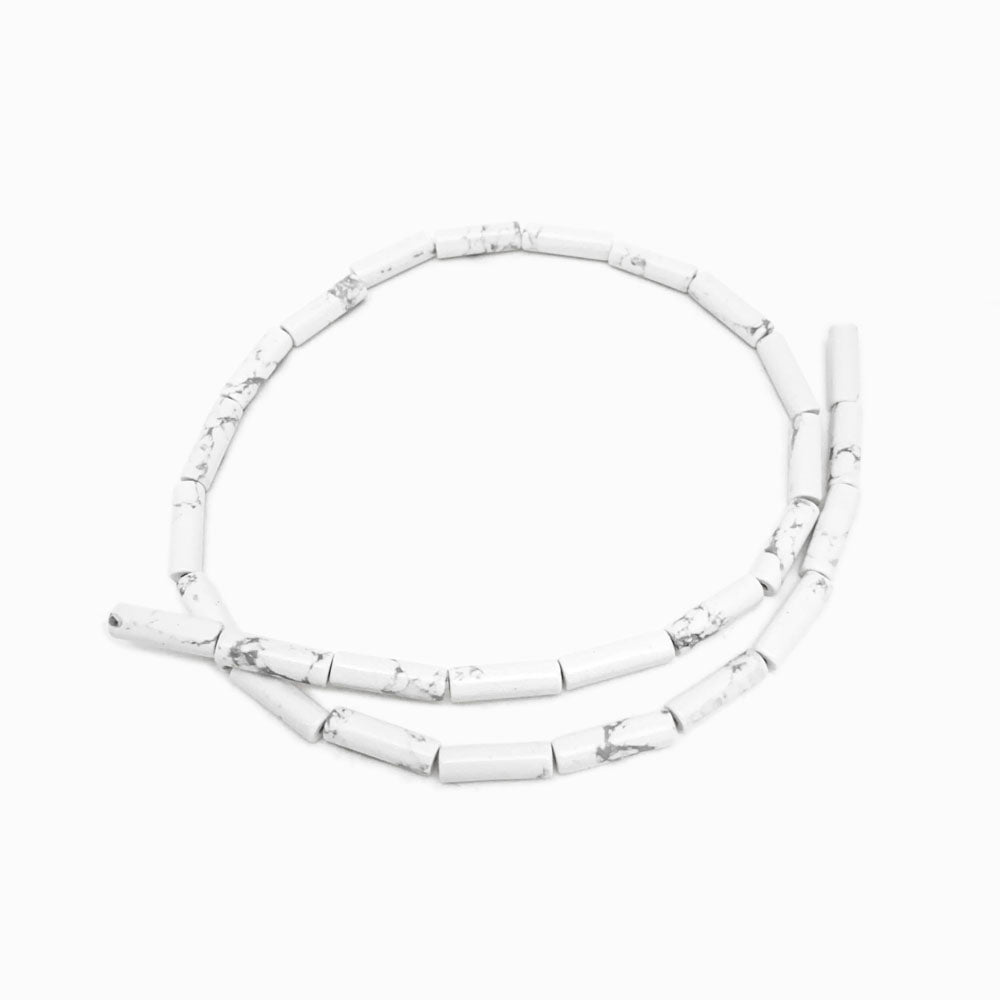 Fiada Tubo Espaçador de Pedra Semi Preciosa BRANCO