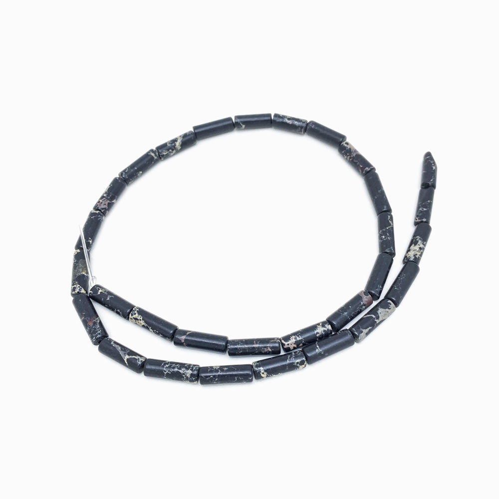 Fiada Tubo Espaçador de Pedra Semi Preciosa PRETO