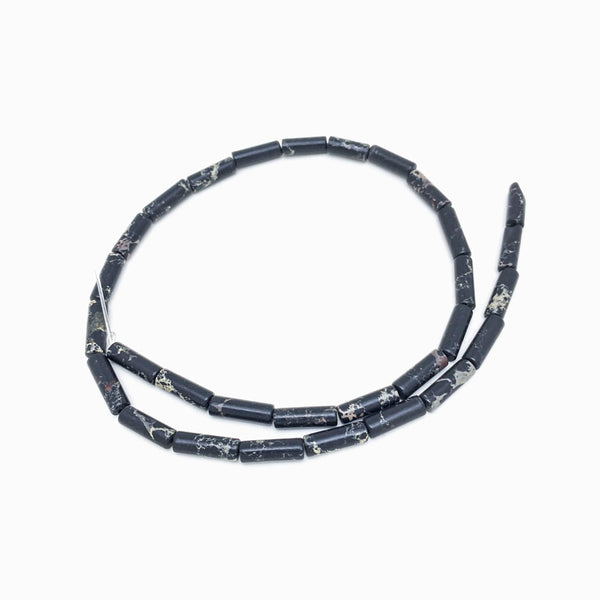 Fiada Tubo Espaçador de Pedra Semi Preciosa PRETO