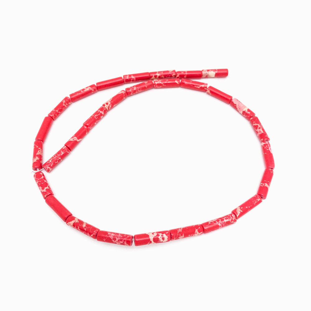 Fiada Tubo Espaçador de Pedra Semi Preciosa VERMELHO