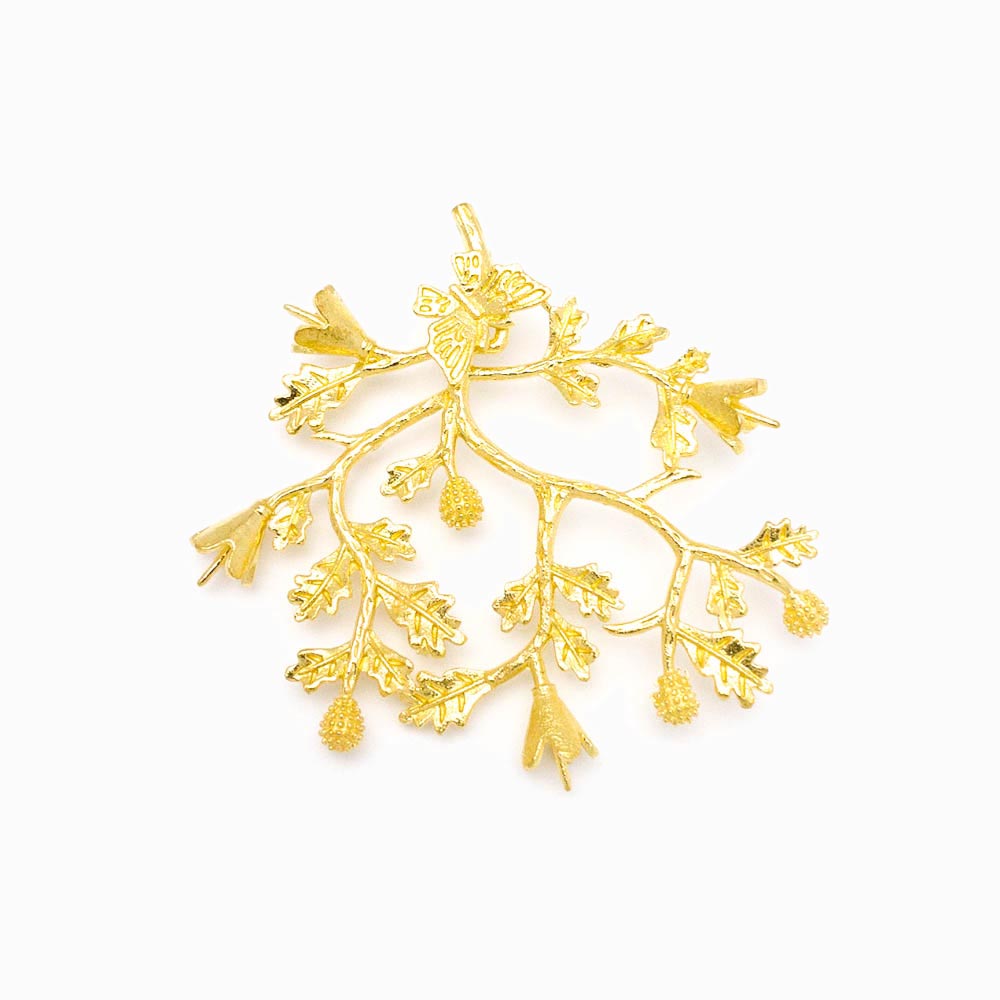 Pendente Folha 44x42mm - Latão Banhado à Ouro