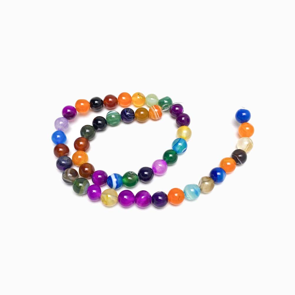 Fiada Contas Pedra Ágata Mix 8mm