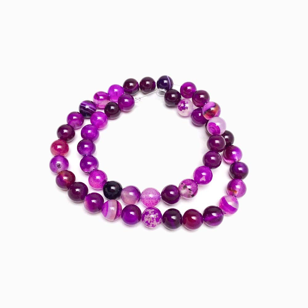 Fiada Contas Pedra Ágata Rosa 8mm