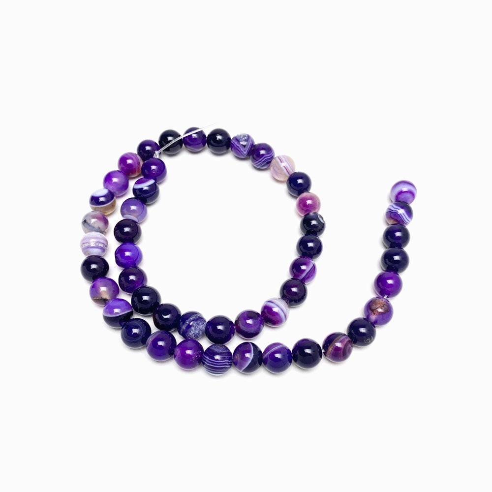 Fiada Contas Pedra Ágata Roxo 8mm