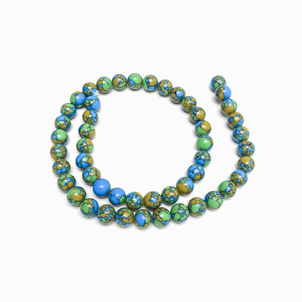 Fiada Contas Pedra Jaspe Imperial Azul Mix 8mm