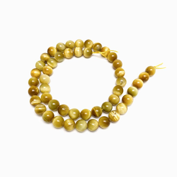 Fiada Contas Olho de Tigre Dourado 8mm