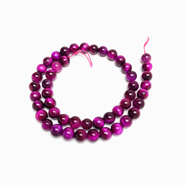 Fiada Contas Olho de Tigre Rosa Choque 8mm