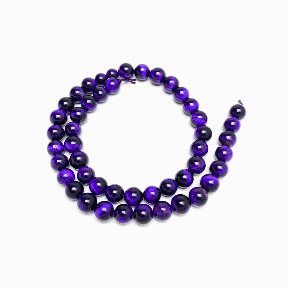 Fiada Contas Olho de Tigre Roxo 8mm