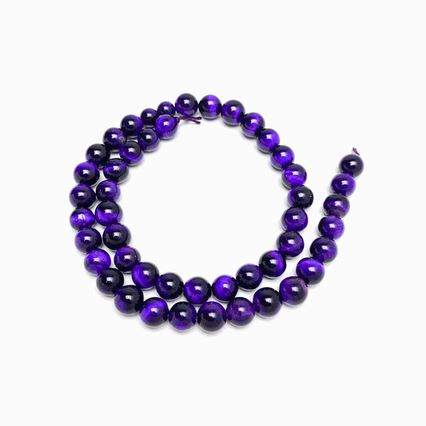 Fiada Contas Olho de Tigre Roxo 8mm