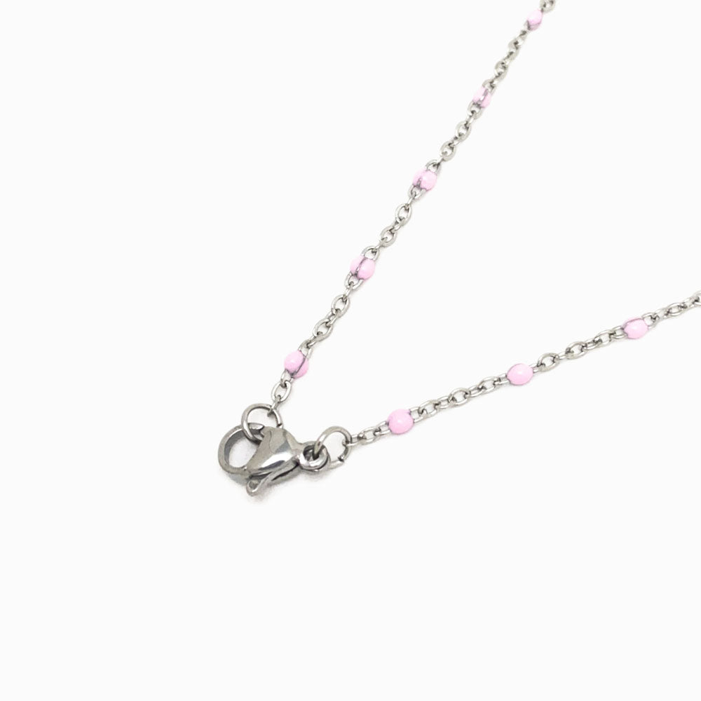 Fio Elo Oval com Verniz Rosa com Detalhes