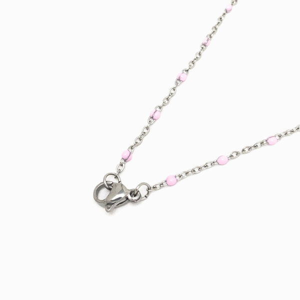 Fio Elo Oval com Verniz Rosa com Detalhes