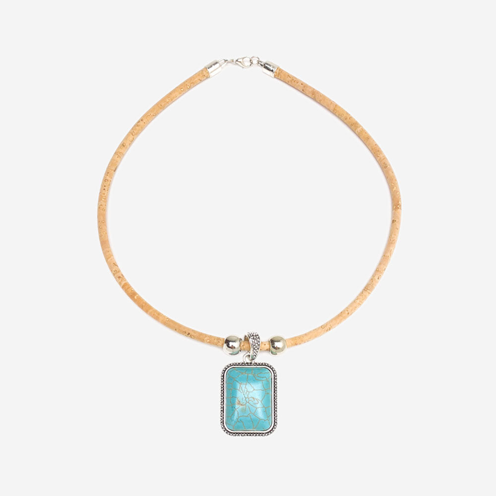 Colar de Cortiça Feito à Mão Howlita LN1111