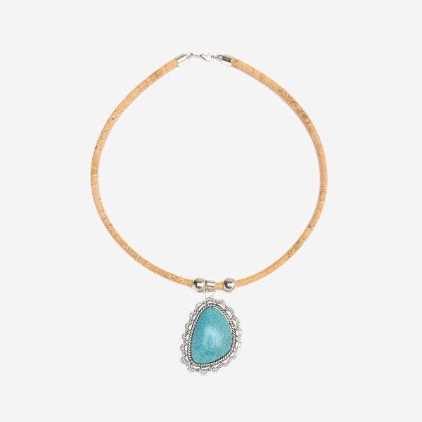 Colar de Cortiça Feito à Mão Howlita LN1136