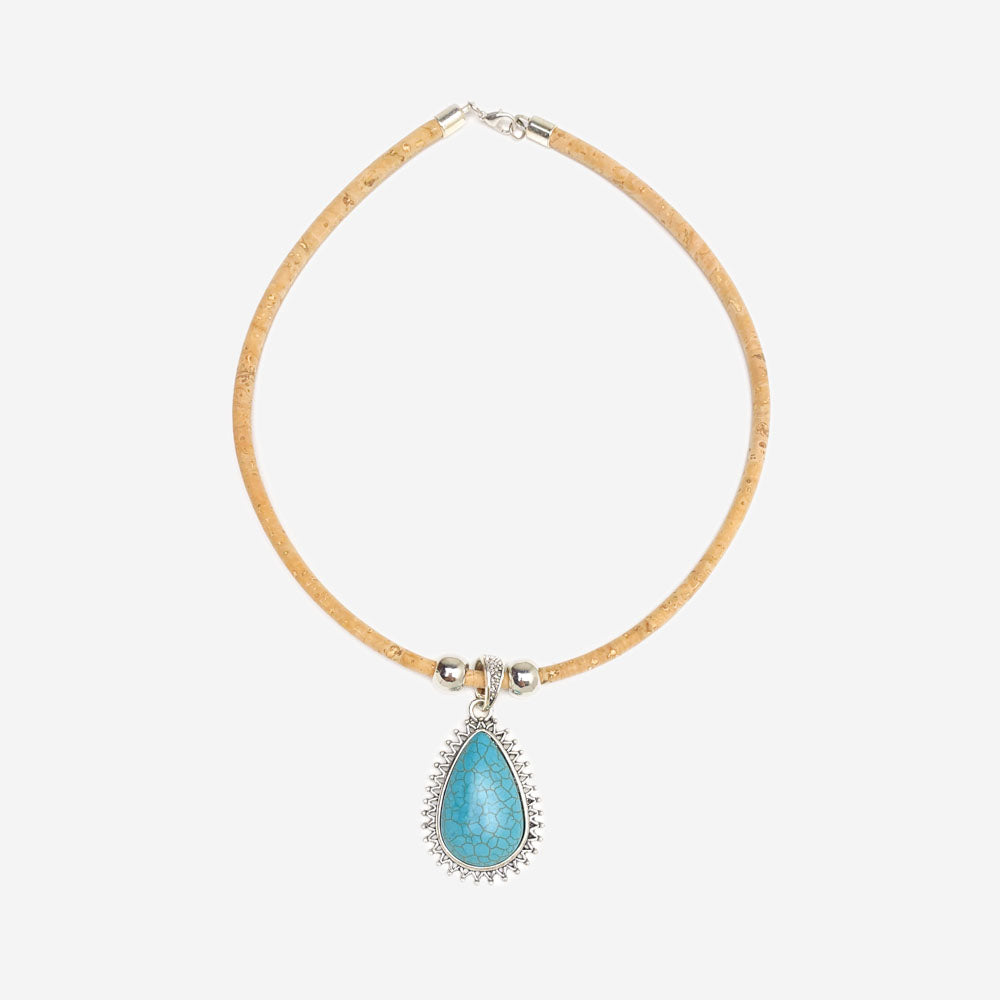 Colar de Cortiça Feito à Mão Howlita LN1146