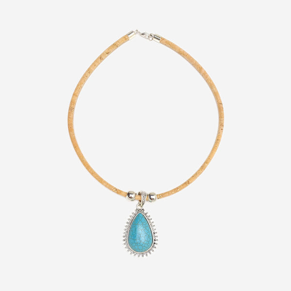 Colar de Cortiça Feito à Mão Howlita LN1146