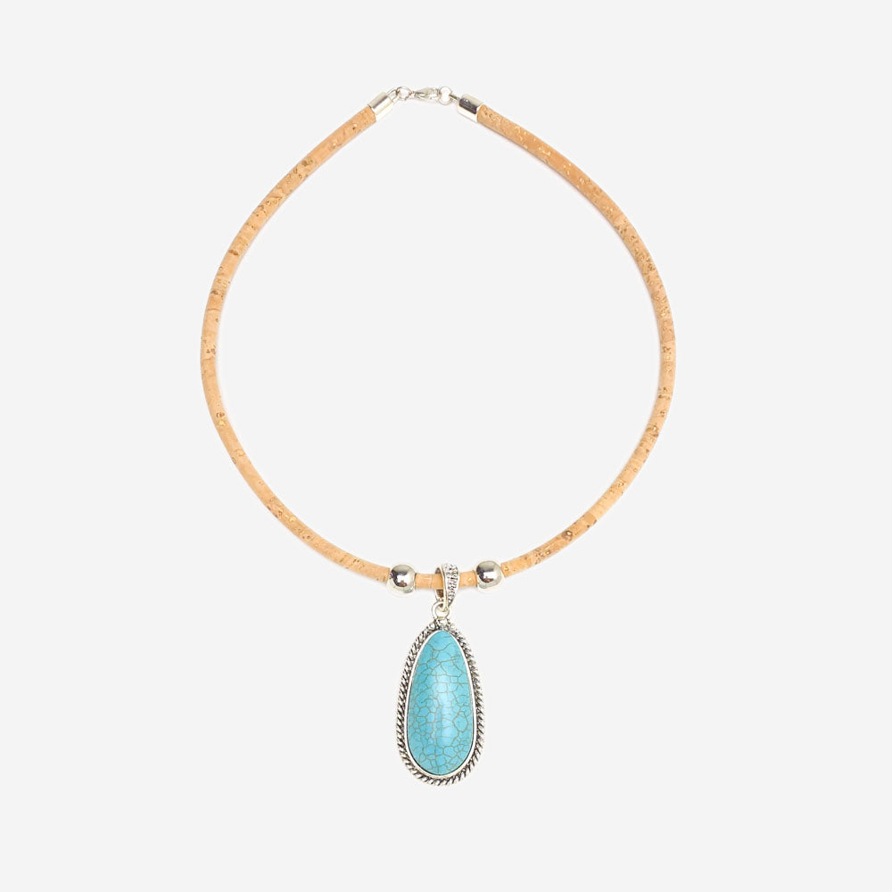 Colar de Cortiça Feito à Mão Howlita LN1161