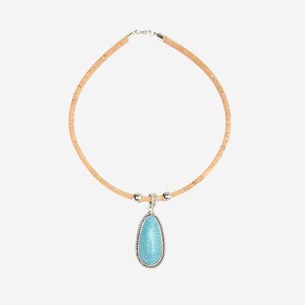 Colar de Cortiça Feito à Mão Howlita LN1161