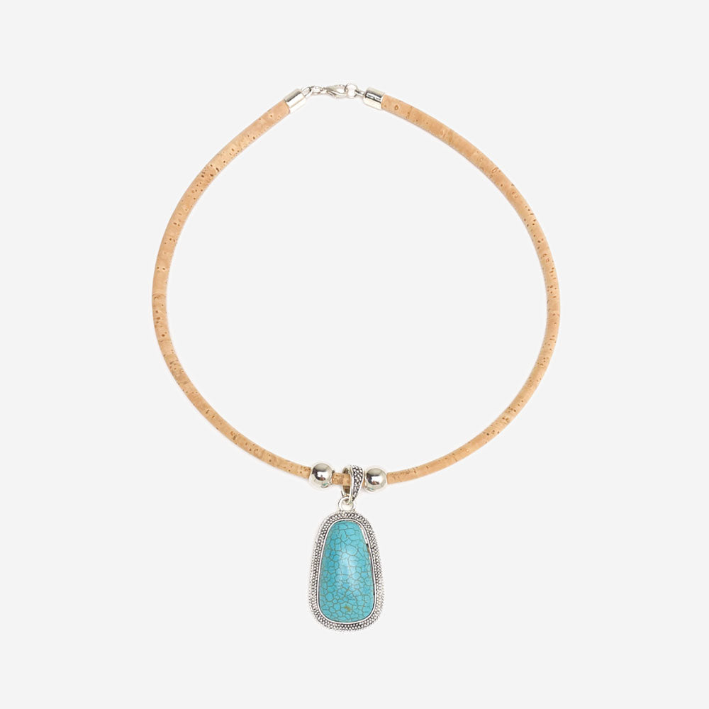 Colar de Cortiça Feito à Mão Howlita LN1196