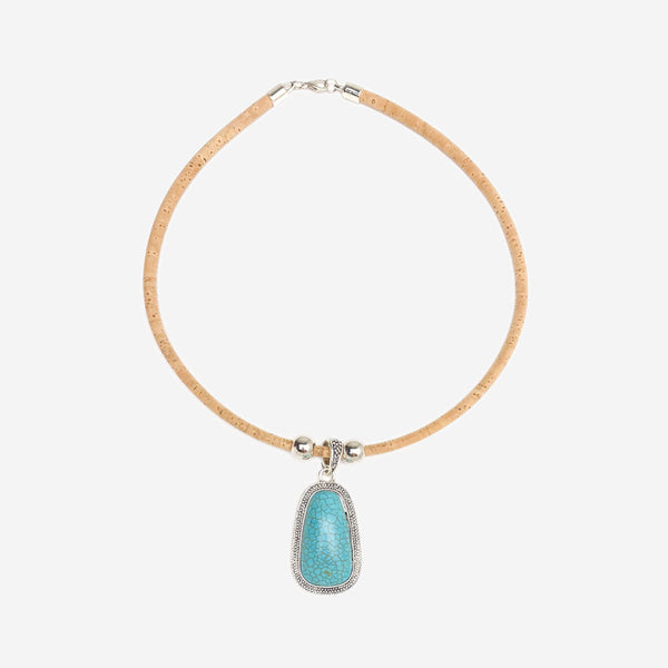 Colar de Cortiça Feito à Mão Howlita LN1196