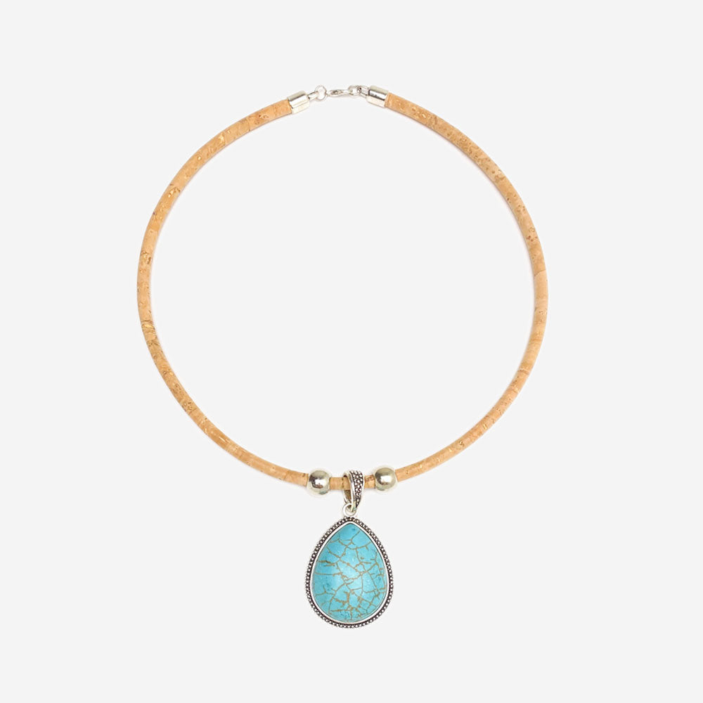 Colar de Cortiça Feito à Mão Howlita LN1201