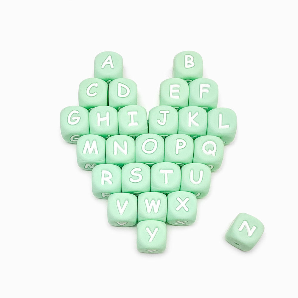 Letra de silicone verde água 12x12mm