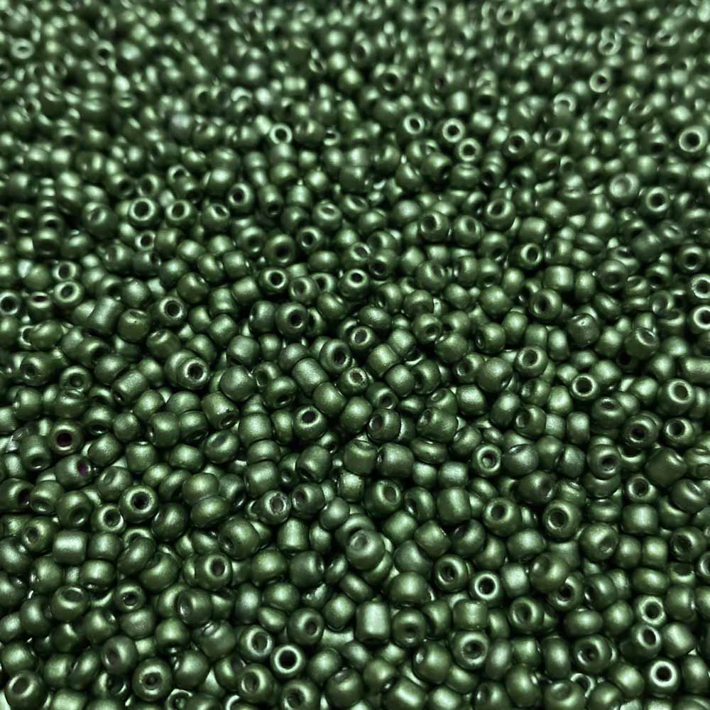Missanga de vidro 3mm verde militar