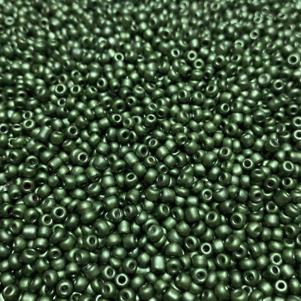Missanga de vidro 3mm verde militar