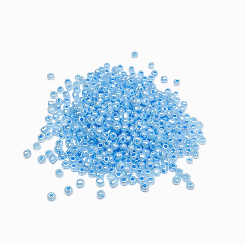 Missanga de vidro perolado 4mm azul