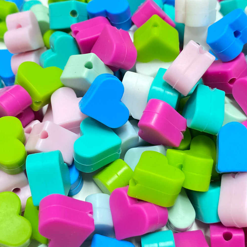 Contas de silicone coração para montar porta-chucha