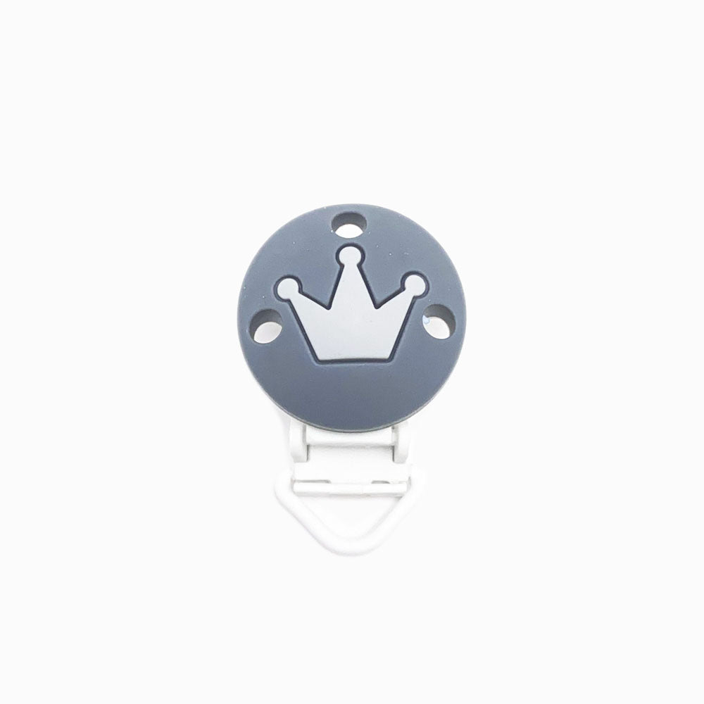 Mola para Chupeta de Silicone Clássico Coroa CINZA ESCURO