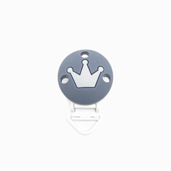 Mola para Chupeta de Silicone Clássico Coroa CINZA ESCURO