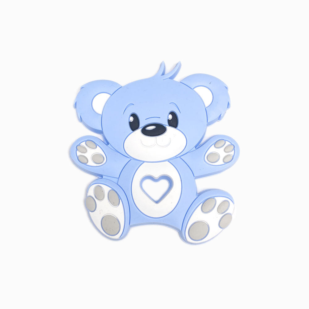 Mordedor de Silicone Urso com Recorte de Coração AZUL BEBÉ