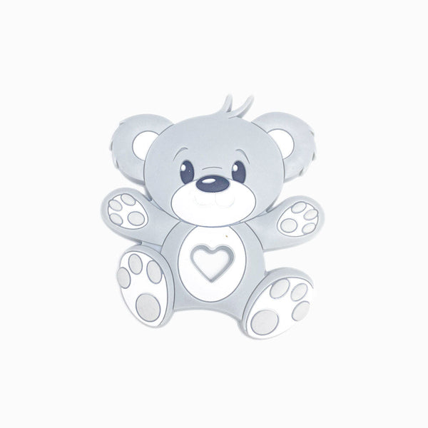 Mordedor de Silicone Urso com Recorte de Coração CINZA