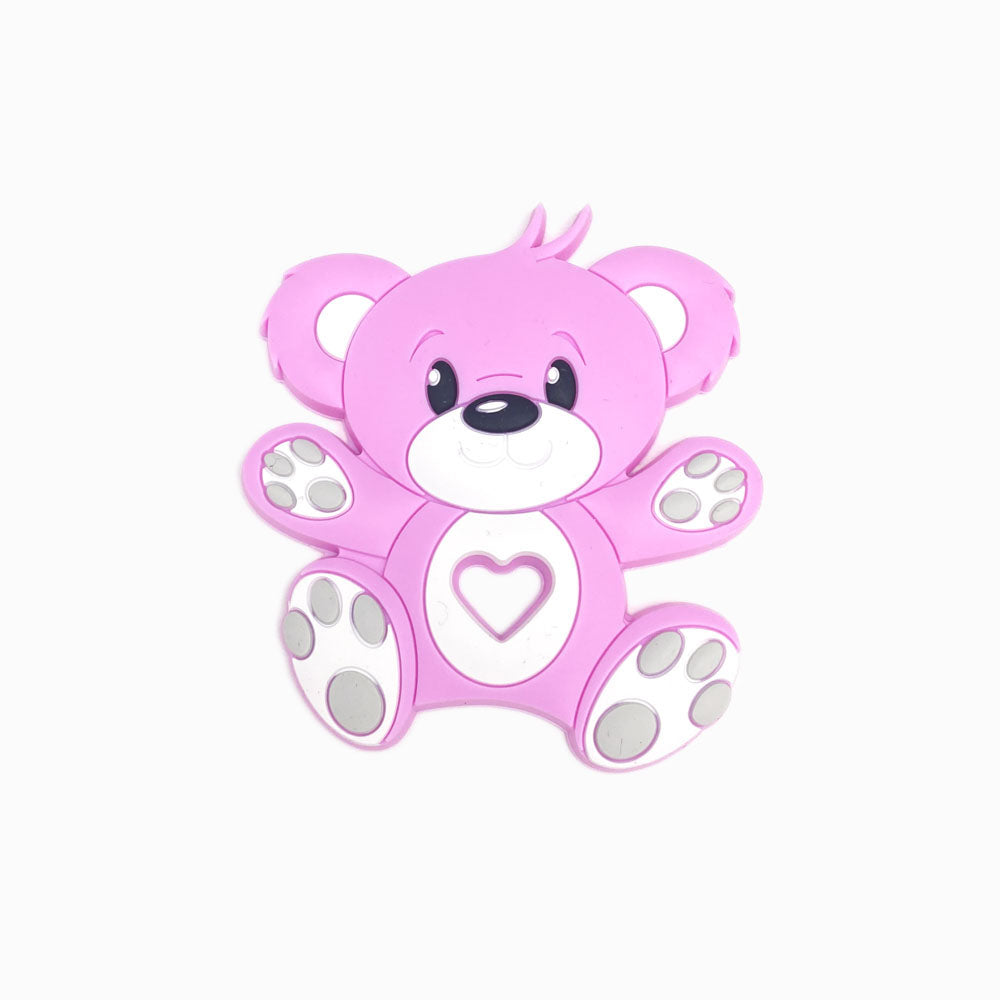 Mordedor de Silicone Urso com Recorte de Coração ROSA