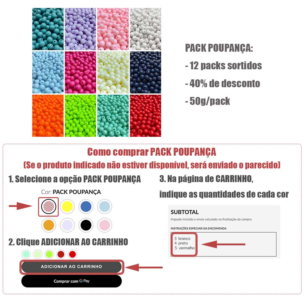 PACK POUPANÇA CONTAS ACRÍLICAS 6MM E COMO COMPRAR