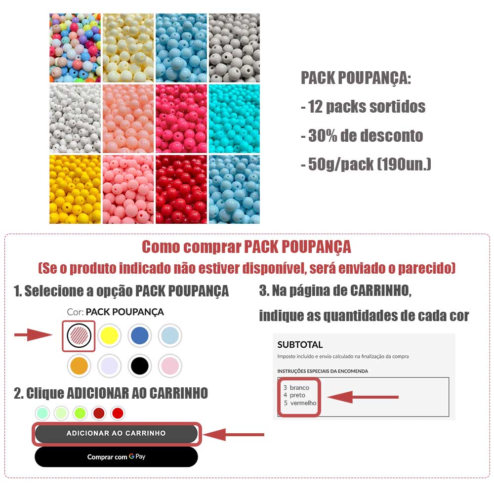 PACK POUPANÇA CONTAS DE ACRÍLICO E COMO COMPRAR